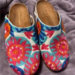 Chelsea & Violet Colorful Embroidered Mules